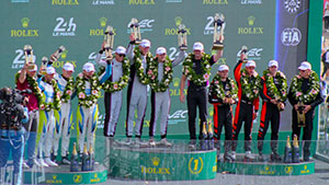 Le Mans winning podium