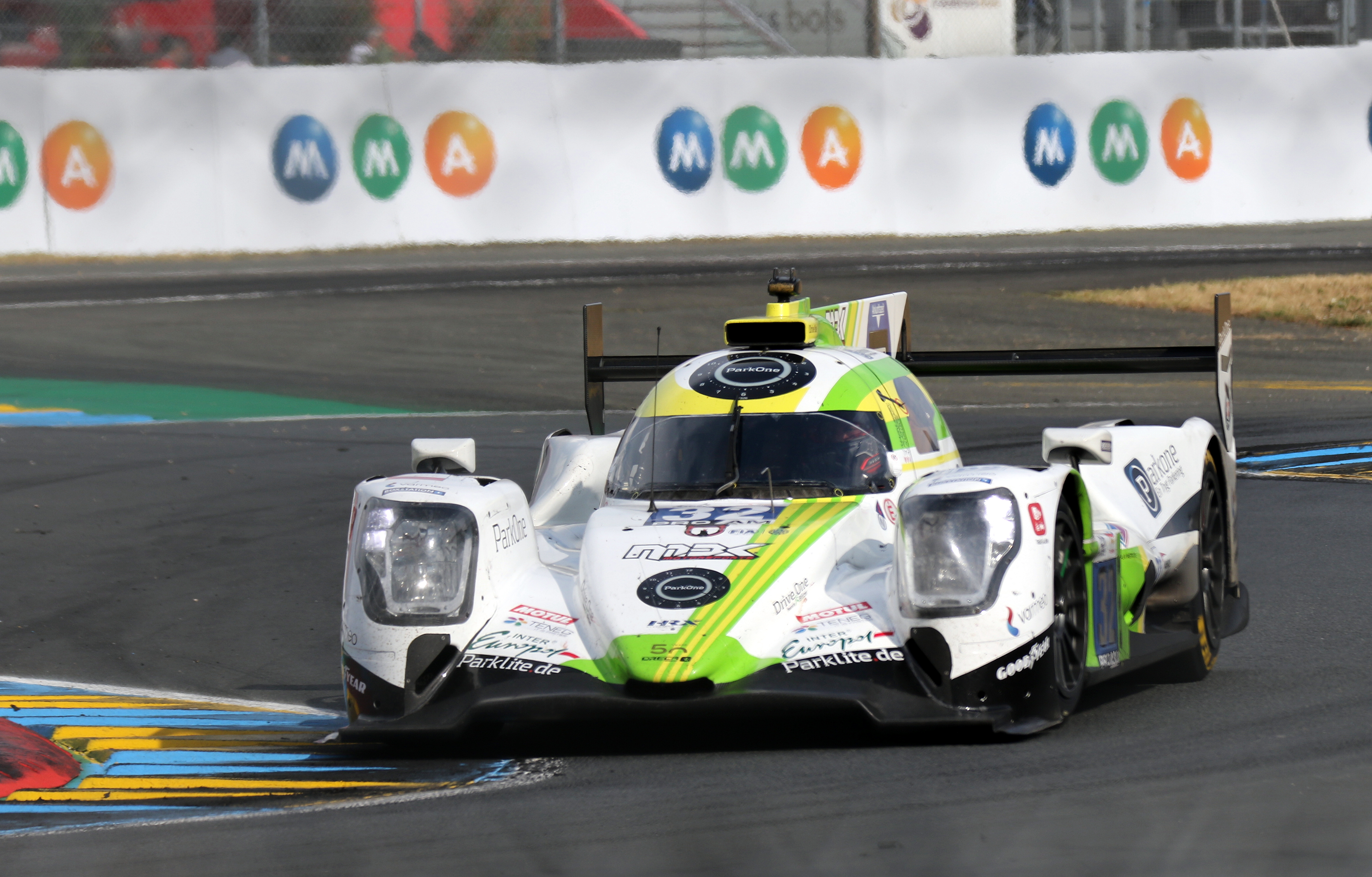Oreca 07 - Mark Kwamme, Jan Magnussen & Anders Fjordbach at Ford Chicane at the 2023 Le Mans (53428924126).jpg