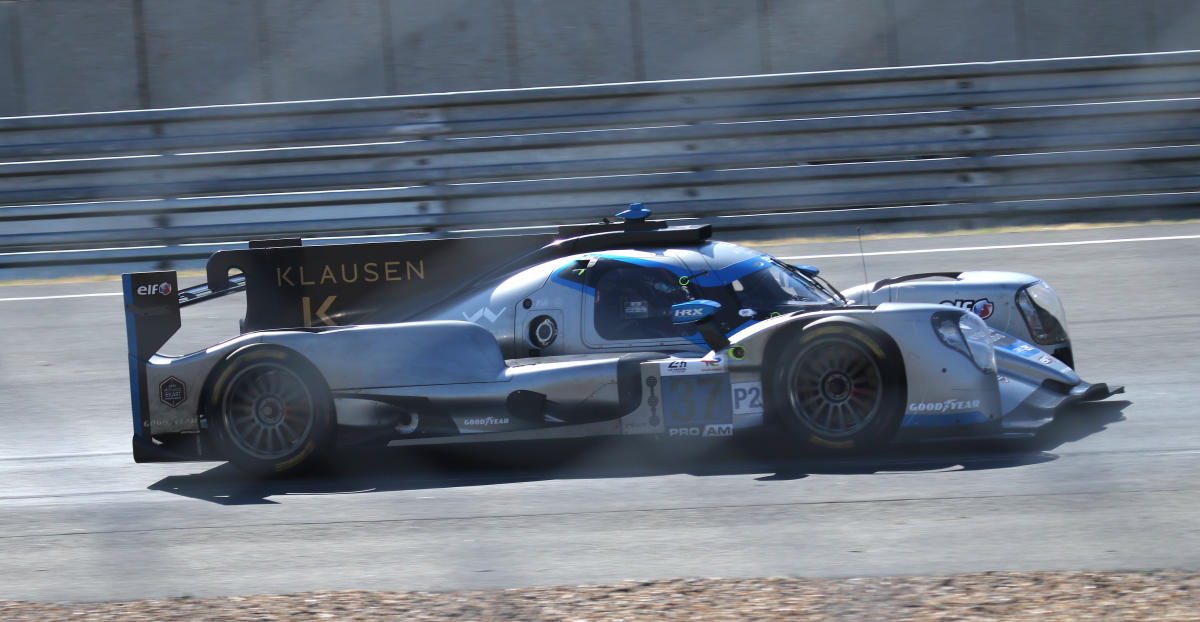 Oreca 07 - Nicolas Lapierre, Alexandre Coigny & Malthe Jakobsen in the Esses at the 2023 Le Mans (53429274373).jpg