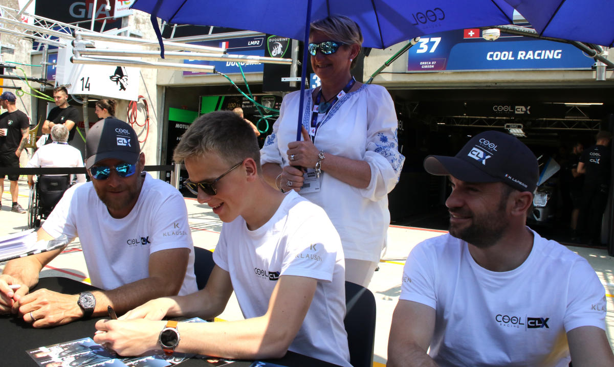 Alexandre Coigny, Malthe Jakobsen & Nicolas Lapierre - Oreca 07 during the pitwalk at the 2023 Le Mans (53467919461).jpg