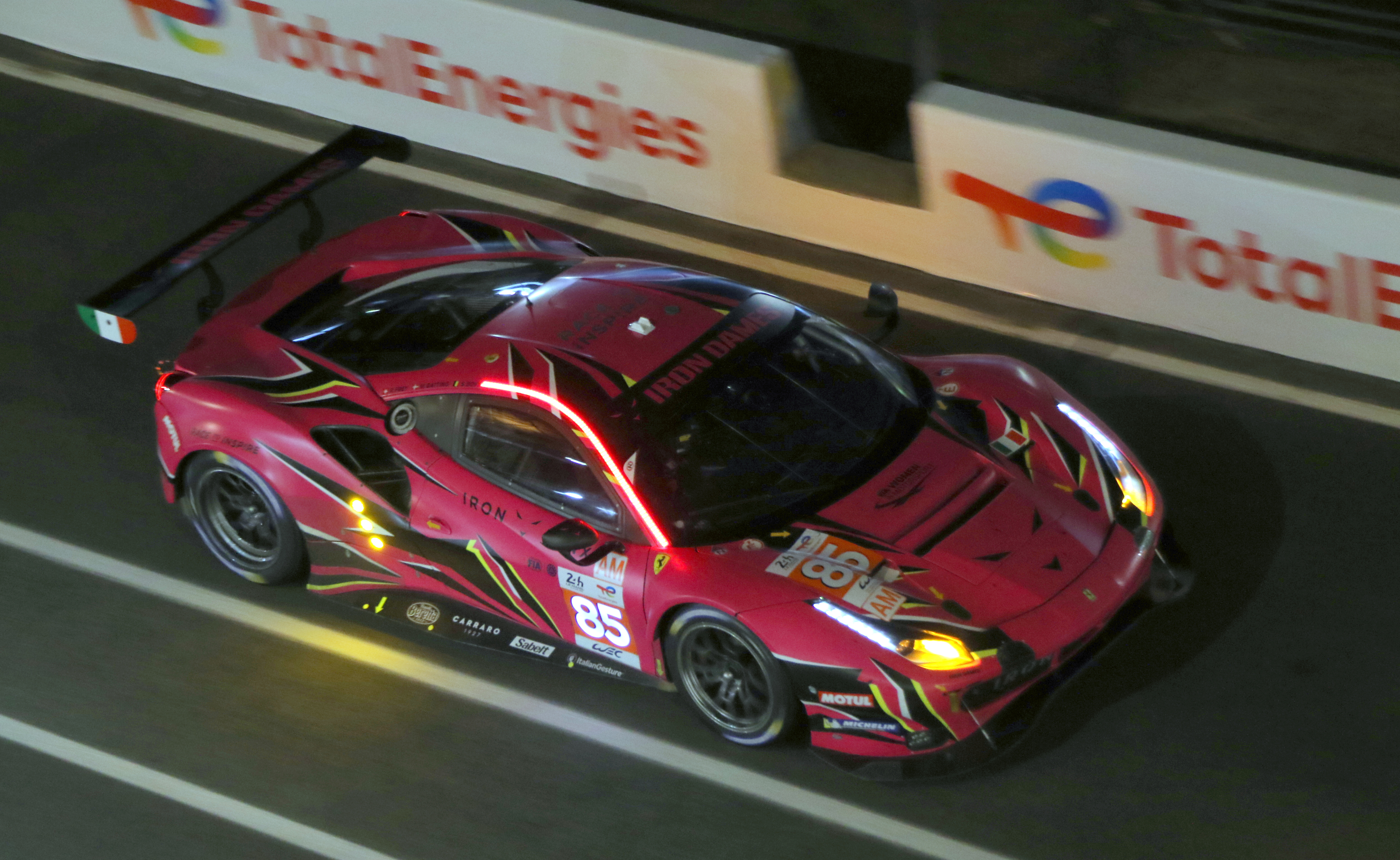 Ferrari 488 GTE EVO - Rahal Frey, Michelle Gatting & Sarah Bovey in the pit lane at the 2022 Le Mans (54280430982).jpg